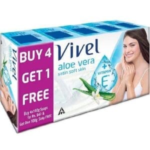 Vivel Aloe Vera Soap, 100g (Buy 4 Get 1 Free)