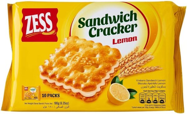 Zess Lemon Sandwich Cracker, 180 g