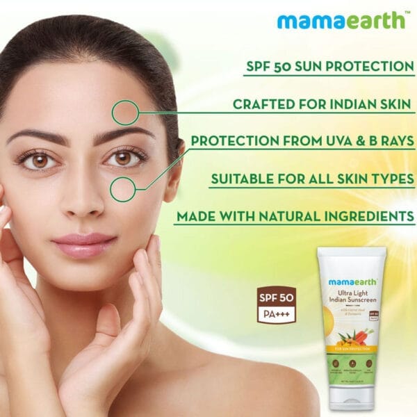 Mamaearth Ultra Light Indian Sunscreen-80 g with Carrot Seed & Turmeric