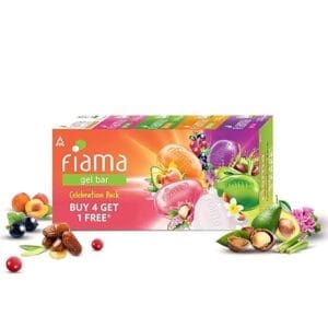 Fiama Gel Bar Celebration Pack with 5 unique Gel Bars, with skin conditioners for moisturized skin, 125g soap