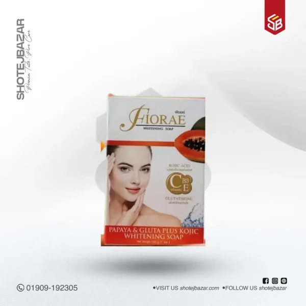 Fiorae Papaya & Gluta Plus Kojic Whitening Soap (165gm) - Image 1