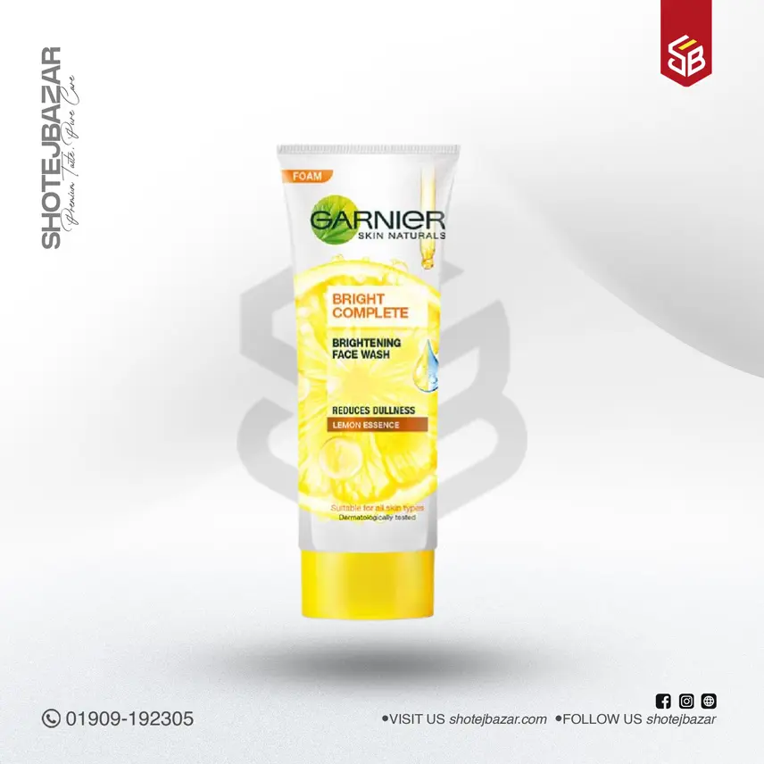 266 Garnier Foam Bright Complete Vitamin C + Lemon Clears Dullness Facewash 100gm - Image 1