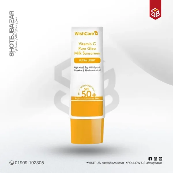 WishCare Vitamin C Pure Glow Milk Sunscreen SPF 50+ PA+++ 50g - Image 1