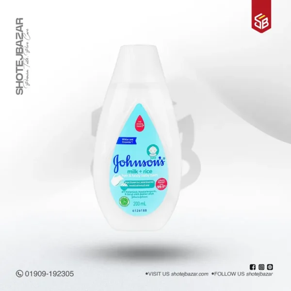 Johnson Milk+Rice Hair & Baby Body Bath, 200ml - Image 1