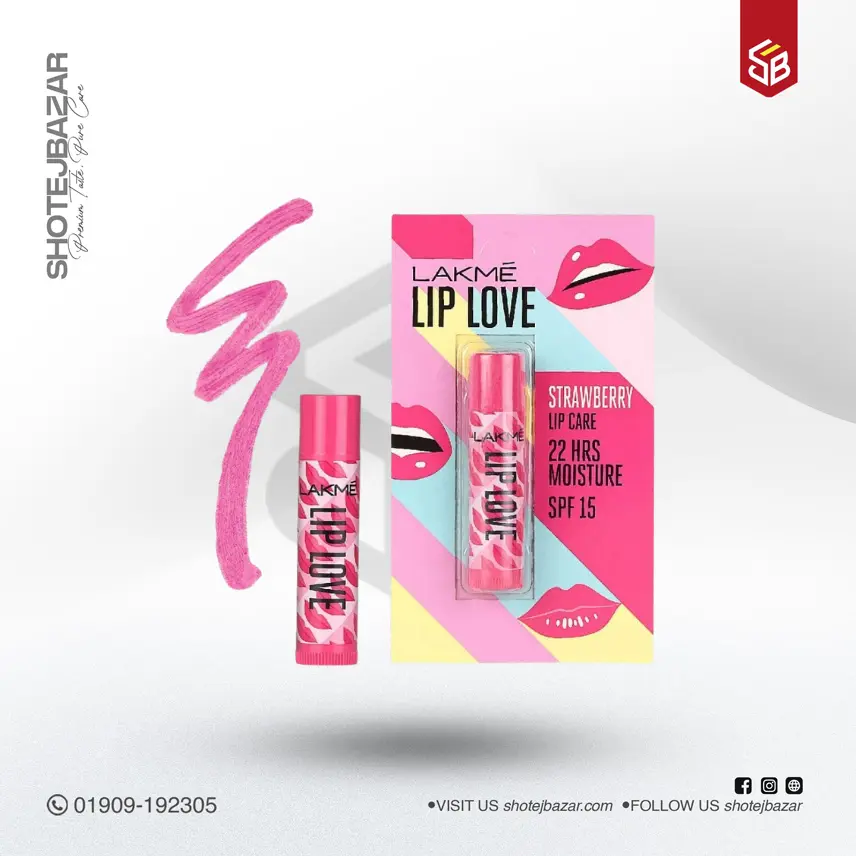408 Lakme Lip Love Chapstick Strawberry SPF 15 (4.5gm) - Image 1
