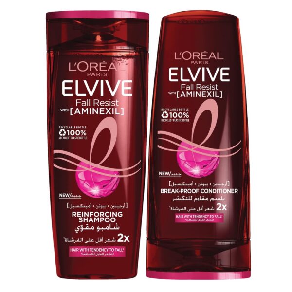 L'OREAL PARIS Elvive Full Resist Shampoo, 400ml + Conditioner 360ml For Weak & Fragile Hair