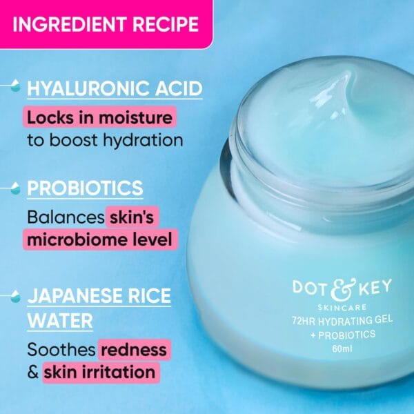 Dot and Key 72HR HYDRATING GEL plus Probiotics Moisturizer for Face – 60 ml