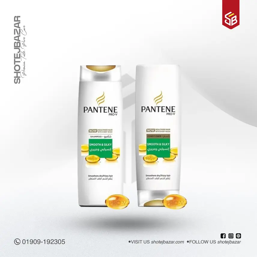 74 Pantene Pro-V Smooth and Silky Shampoo 400 ml and Conditioner 360 ml - Image 1