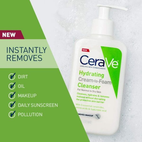 Cerave Hydrating Cream-to-Foam Cleanser – 355ml