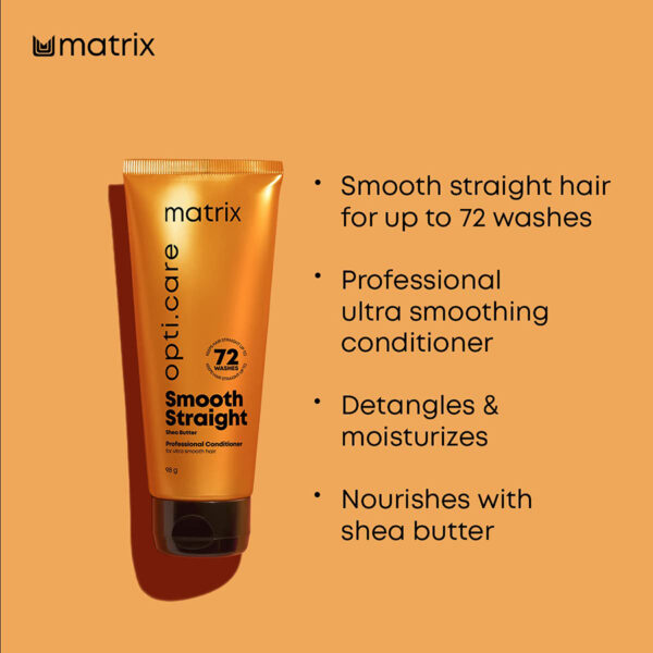 MATRIX Opti.Care Smooth Straight Shampoo (200ml), Conditioner (98g), and Serum (100ml) | Complete Anti-Frizz System for Silky Smooth Hair