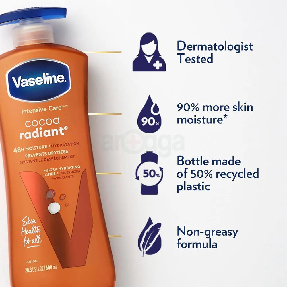 Vaseline Intensive Care Cocoa Radiant Body Lotion 600ml  ShotejBazar