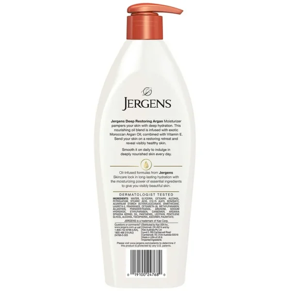 Jergens Deep Restoring Argan Extra Dry Skin Moisturizer 400ml - Image 2