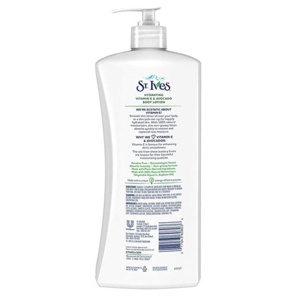 St. Ives Hydrating Vitamin E and Avo. Body Lotion Pump 621 ml