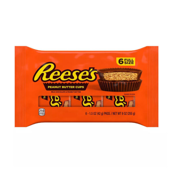 Hersheys Reeses Milk Chocolate Peanut Butter Cups Candy, 6 Ea NET WT 6 x 42 g 252g