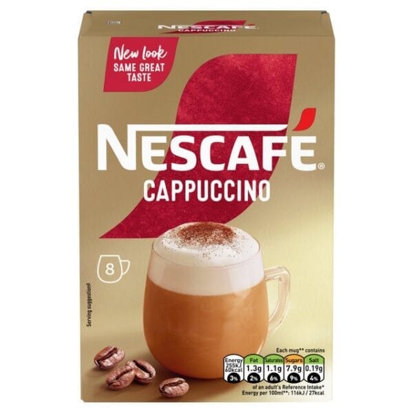 Nescafe Cappuccino Instant Coffee 8 Sachets 8 per pack 124g