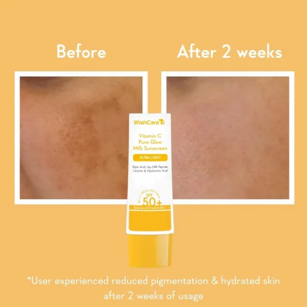 WishCare Vitamin C Pure Glow Milk Sunscreen SPF 50+ PA+++ 50g