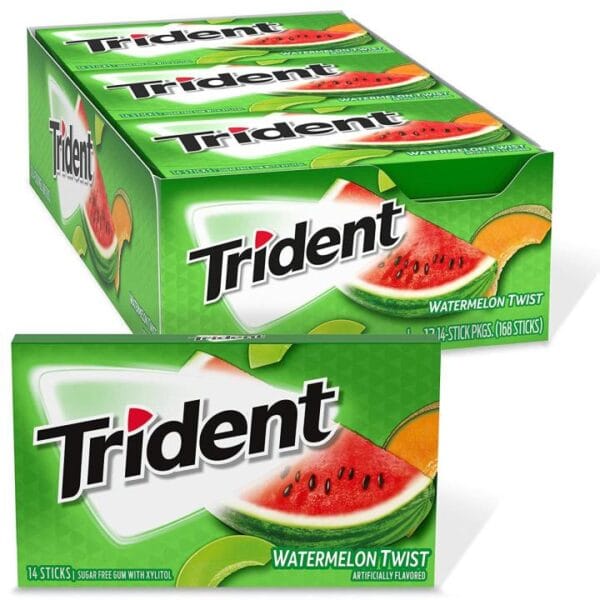 Trident Water Melon Flavor :Chewing Gum Full Box 12 Pack - (14 stick)