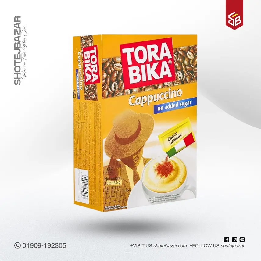 44 ToraBika Cappuccino No Added Sugar Instant Coffee,20 x12.5 g, Pack of 1 - Image 1