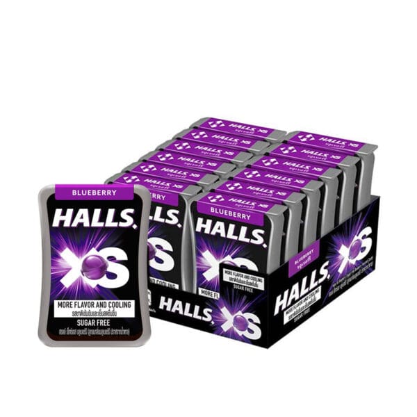 Halls Xs Sugar Free Blueberry Flavoured Candy More Flavor More Cooling 12.6g