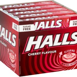 Halls Sugar Free Cherry Mentho-Lyptus Throat Lozenges Stick 32 g (Pack of 20)