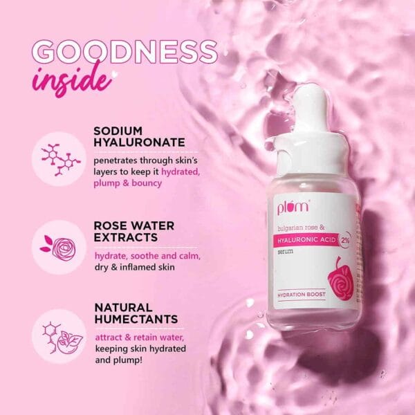 Plum 2% Hyaluronic Acid Fragrance Free Face Serum with Bulgarian Rose 30 ml