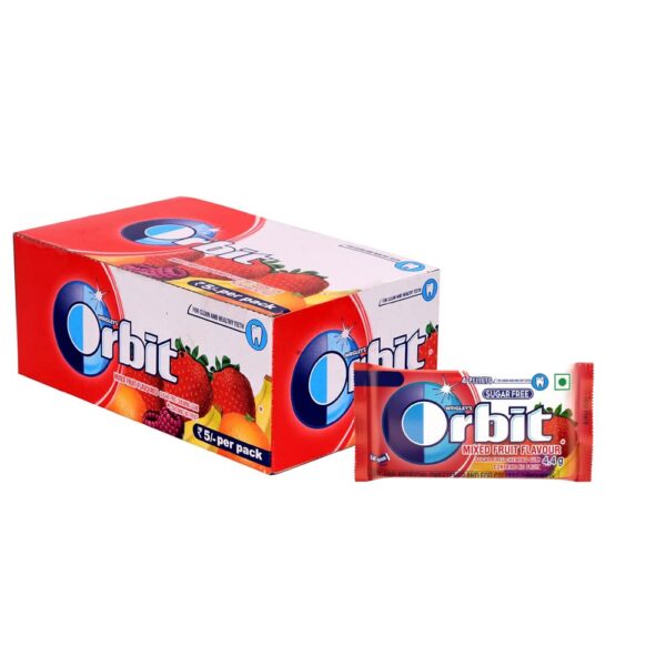 Orbit Mixed Fruit Flavour Sugar Free Chewing Gum 1 Box=(3.3gm×32pcs)