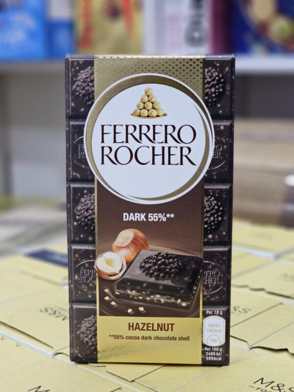 Ferrero Rocher Premium Chocolate Bar, Dark Chocolate Hazelnut, ​3.1 oz 90gm