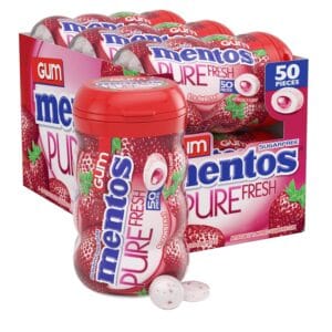 Mentos Gum Strawberry | Mentos Pure Fresh Sugar-free Chewing Gum | 6 Bottles x 30pcs