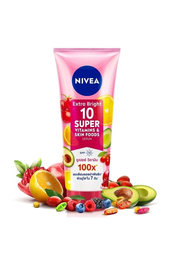 Nivea Extra Bright 10 Super Vitamins & Skin Foods Serum SPF15 320 Ml