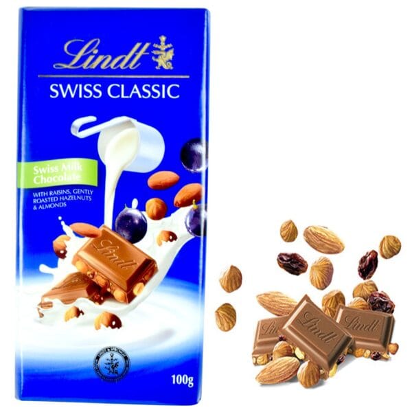 LINDT CHOCOLATE MILK RAISEN NUT 100 GM