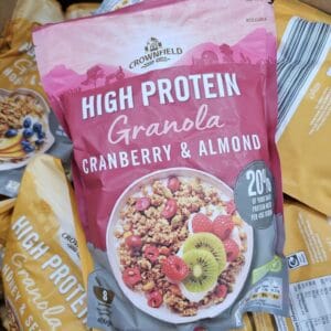 HIGH PROTEIN GRANOLA Oats & Soya Protein Crisps Almond Walnuts Cranberry 400g