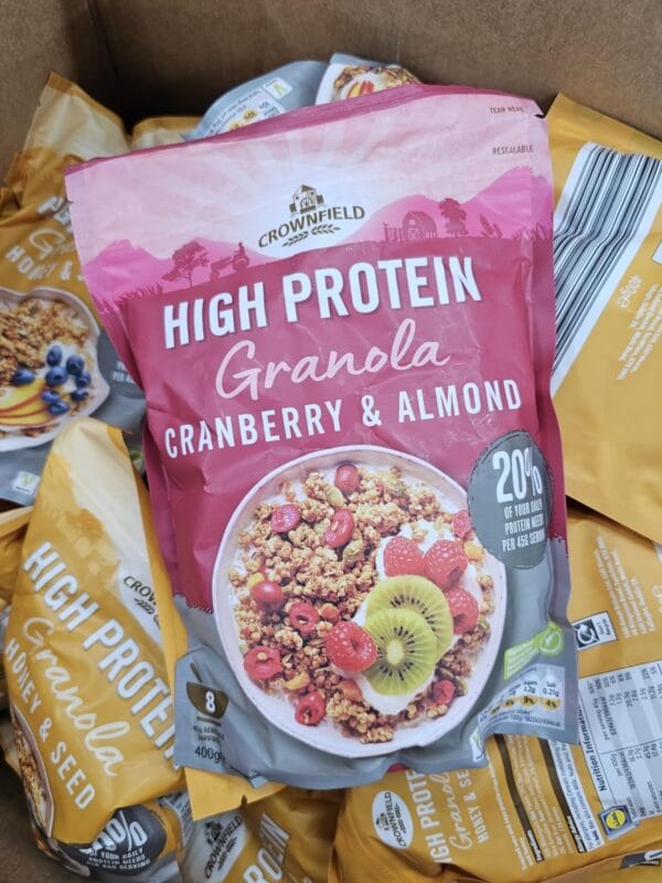HIGH PROTEIN GRANOLA Oats & Soya Protein Crisps Almond Walnuts Cranberry 400g