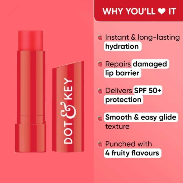 Dot & Key Barrier Repair Hydrating Lip Balm SPF50 with Strawberry Red