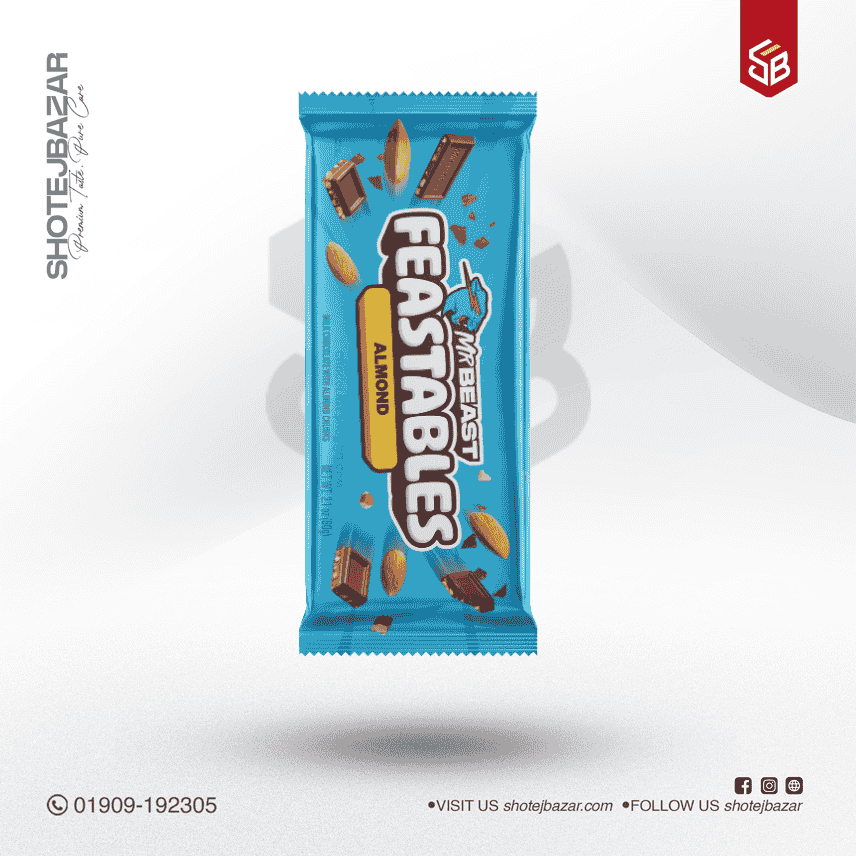 Feastables MrBeast Almond Chocolate Bar – 60g Feastables MrBeast Almond Chocolate Bar