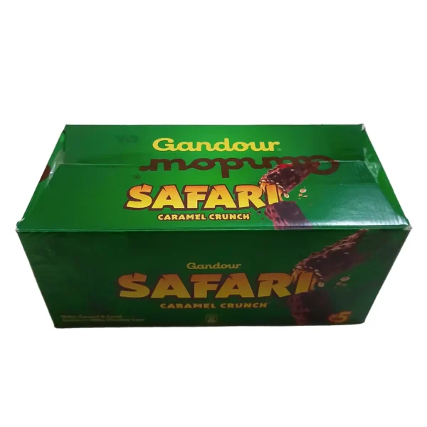 Gandour Safari Chocolate Bar Wafer Caramel & Rice Cereal Covered With Milk Chocolate Utterly Delicious 30X 10g Box