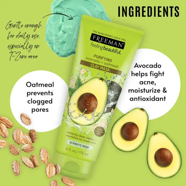 FREEMAN Avocado & Oatmeal Purifying Clay Mask -175 ml