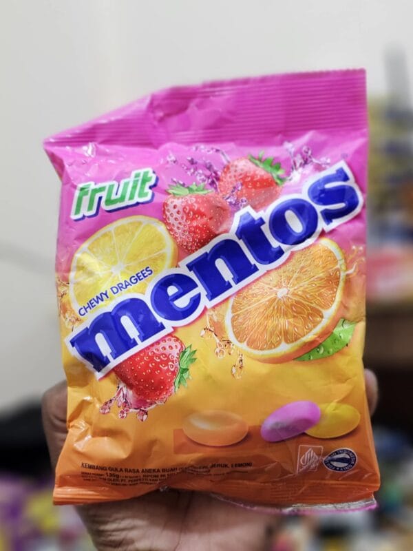 Permen Mentos Fruit Chewy Dragees Rasa Buah - 135 gr (Kemasan 20 Pcs)