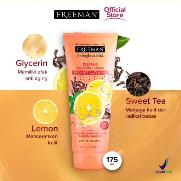 Freeman Clearing Sweet Tea & Lemon Peel-Off Clay Mask 175ml