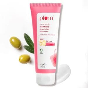 plum Squalane & Vitamin E SPF 50 PA+++ Dewy-Bright Sunscreen-50 gram