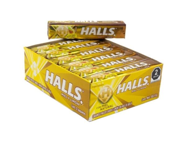 Halls Stick Honey Lemon Cough Drops-9 Count-20/Box-24/Case