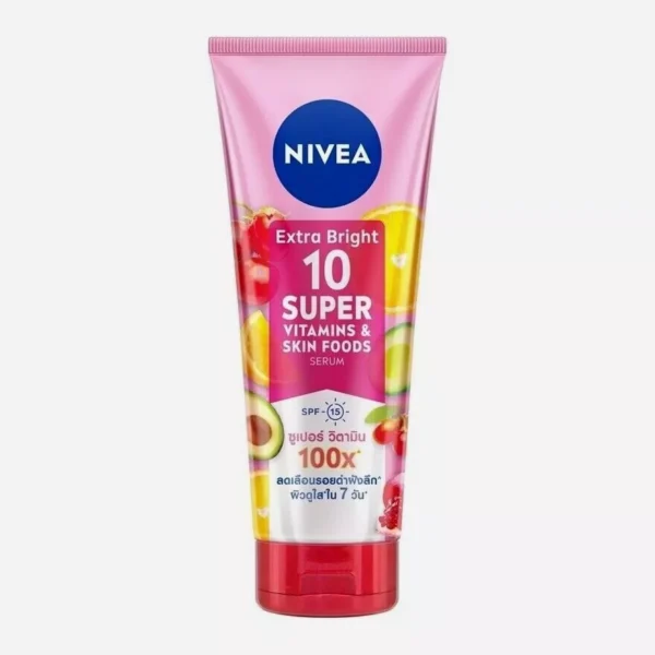 Nivea Extra Bright 10 Super Vitamins & Skin Foods Serum SPF15 320 Ml