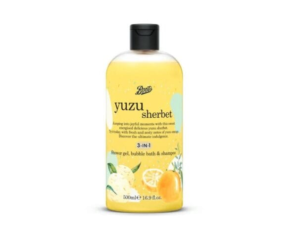 BOOTS Yuzu Sherbet Shower Gel, Bubble Bath & Shampoo 500ml