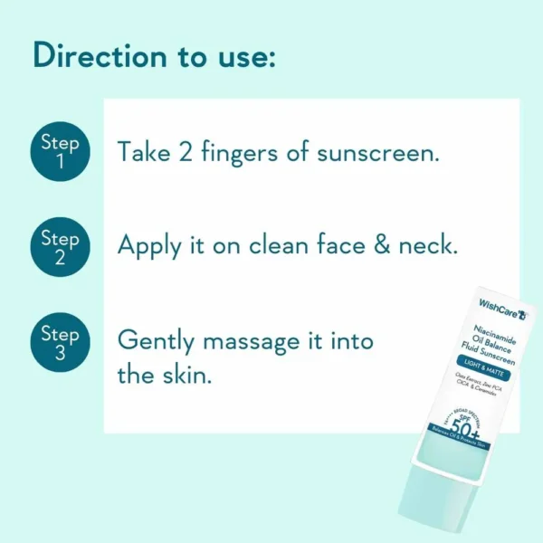 WishCare Niacinamide Oil Balance Fluid Sunscreen Spf 50+ Pa+++ 50gm