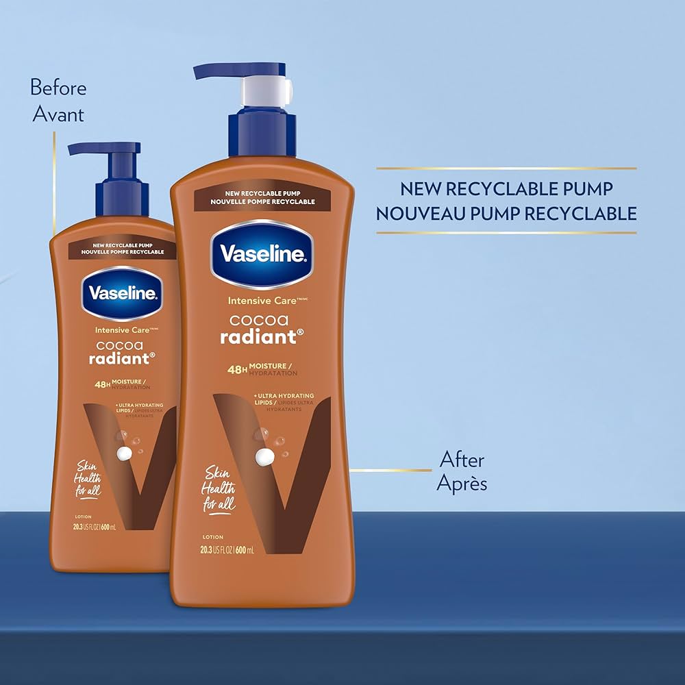 VASELINE INTENSIVE CARE COCOA RADIANT BODY LOTION 600ML Home/Lifestyle/Body & Skin Care/Body Lotion/Vaseline Intensive Care Cocoa Radiant Body Lotion 600ml Save 17% CODE:FP19ZE ৳1,550.00 ৳1,290.00 You save: ৳260.00 in stock Quantity: 1 Phone Add to wish list Compare Committed to p rovide maximum support. Building a relationship, not just customer-seller deal. Easy r eturn and exchange. See policy Possible all p ayment methods Best prices BrandVaseline ALSO RECOMMENDED FOR YOU Lip Balm Description Features Product Questions Shipping Details Return & Refund Policy Reviews VASELINE COCOA RADIANT Imported from UK Buy Vaseline Intensive Care Cocoa Radiant Body Lotion 600ml online in Bangladesh from Cellsii.com. This Vaseline body lotion pure cocoa butter, moisturises to help restore dry skin to reveal its natural glow, Moisturises to help restore dry and dull-looking skin, Absorbs fast for a non-greasy feel. Deeply moisturized, glowing skin is achievable with Vaseline Intensive Care Cocoa Radiant lotion. If you’ve got dull, dry skin then our cocoa butter lotion is for you. Made with cocoa butter and a special blend of Vaseline Jelly and humectants, its rich & fragrant formula penetrates the skin’s surface layers to moisturize and heal dry skin, helping to reveal its natural glow.