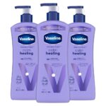 Vaseline Calm Healing Lotion helps heal and restore dry skin. This dermatologist-tested, fast-absorbing lotion will help skin looking healthy, while promoting a relaxing moment.