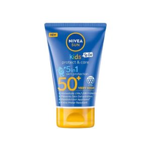 NIVEA SUN Kids To-Go SPF50+ Sun Lotion offers highly effective UVB and 5 Star UVA protection that immediately protects kids against sunburn and long-term skin damage caused by sunlight.