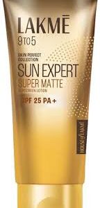 Introducing Lakme Sun Expert - your daily sunscreen lotion that's light enough to be used every day. Enriched with the goodness of cucumber, lemongrass, and Vitamin B3, this sun screen protector for men has been tested by dermatologists and is perfect for all skin types. The lightweight formula of the sun screen protector for women provides broad-spectrum UV protection, shielding your skin from both UVA and UVB rays. The sunscreen for women with SPF 24 blocks up to 91% of harmful UVB rays, preventing tanning and sunburns. The PA++ present in this sunscreen shields your skin from UVA rays that cause dark spots, premature ageing, and skin darkening