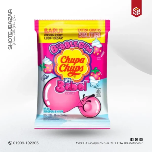 Chupa Chups Big Babol Rasa Stroberi & Karim 1 Pack 152gm 40pcs (Indonesia) - Image 1